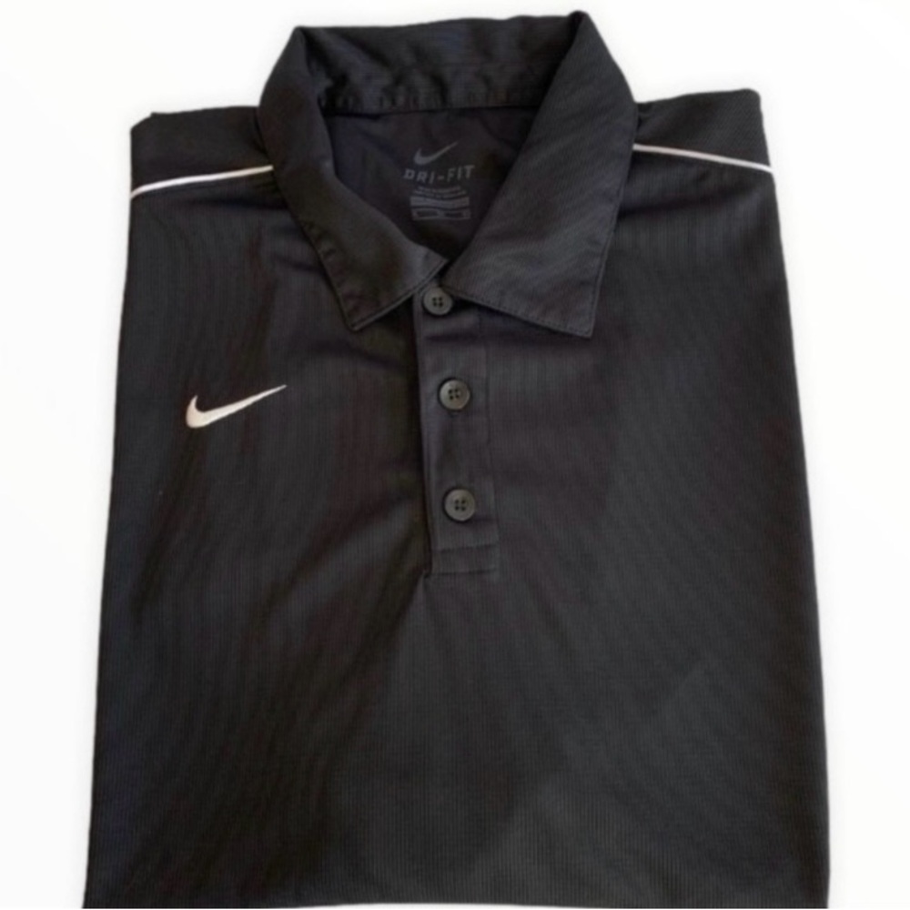 Nike Black Polo Shirt with White Trim Sz XL